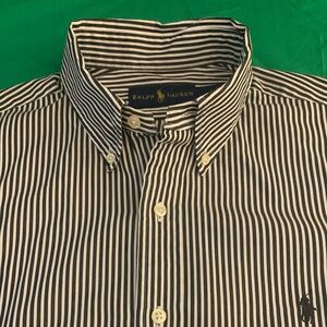 RALPH LAUREN LS 100% Cotton B&W Striped Shirt